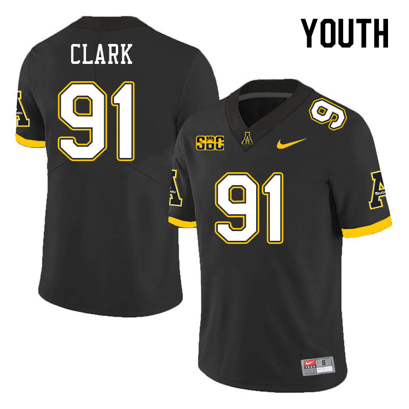 Youth #91 Markus Clark Appalachian State Mountaineers College Football Jerseys Stitched Sale-Black